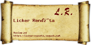 Licker Renáta névjegykártya
